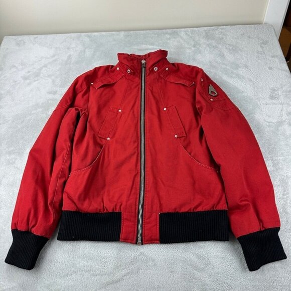 Moose knuckles Red Bomber Jacket Women’s Size L - Picture 1 of 16
